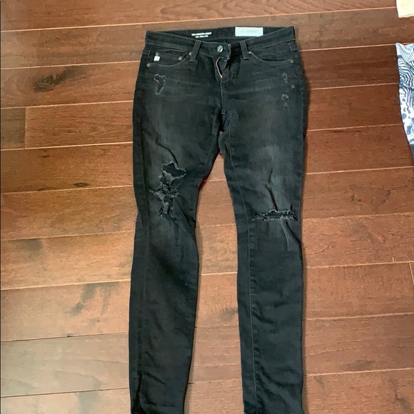 Black AG SUPER SKINNY LEGGING ANKLE SIZE 25R - Picture 1 of 8